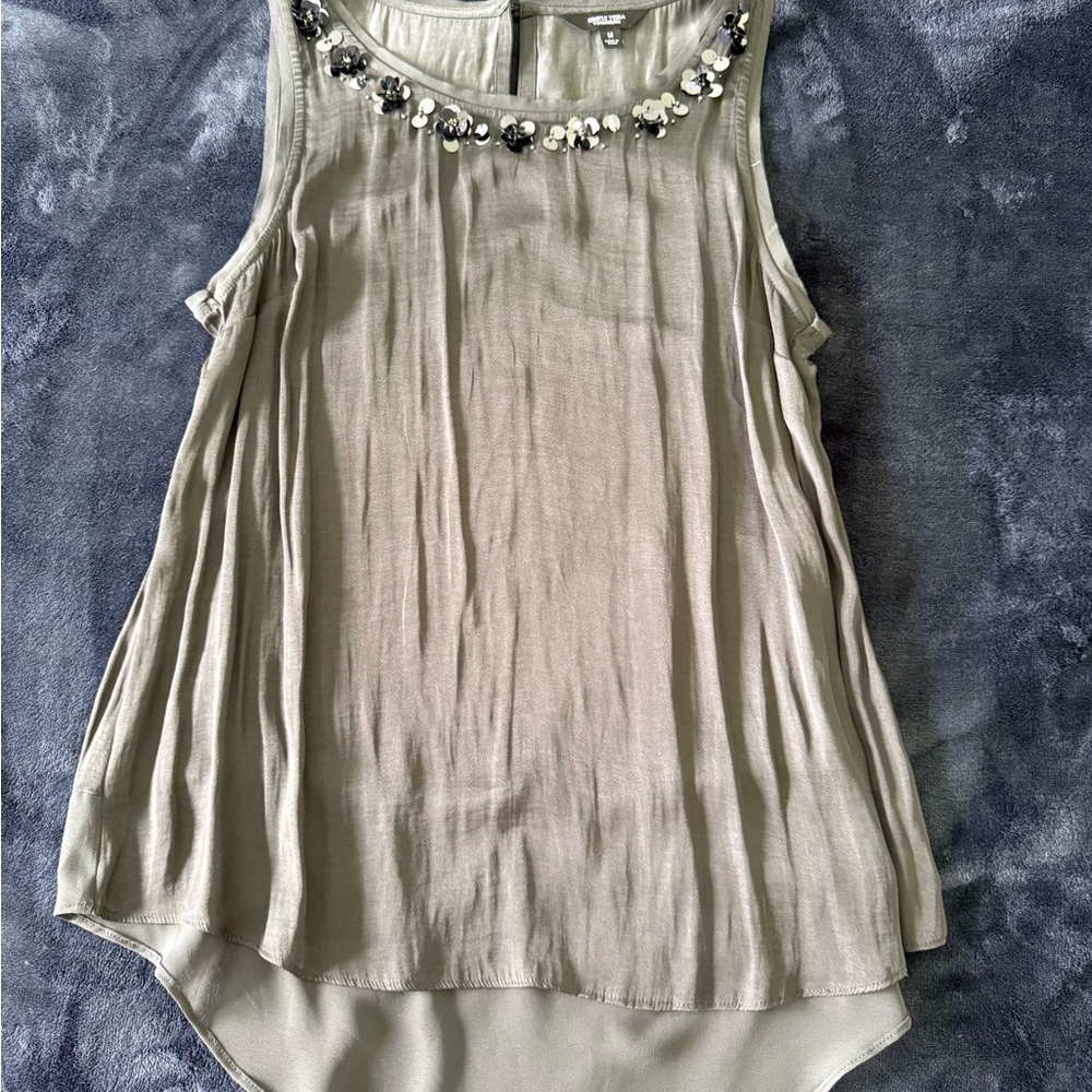 Simply Vera Vera Wang Black Gray Sleeveless Pleated Blouse